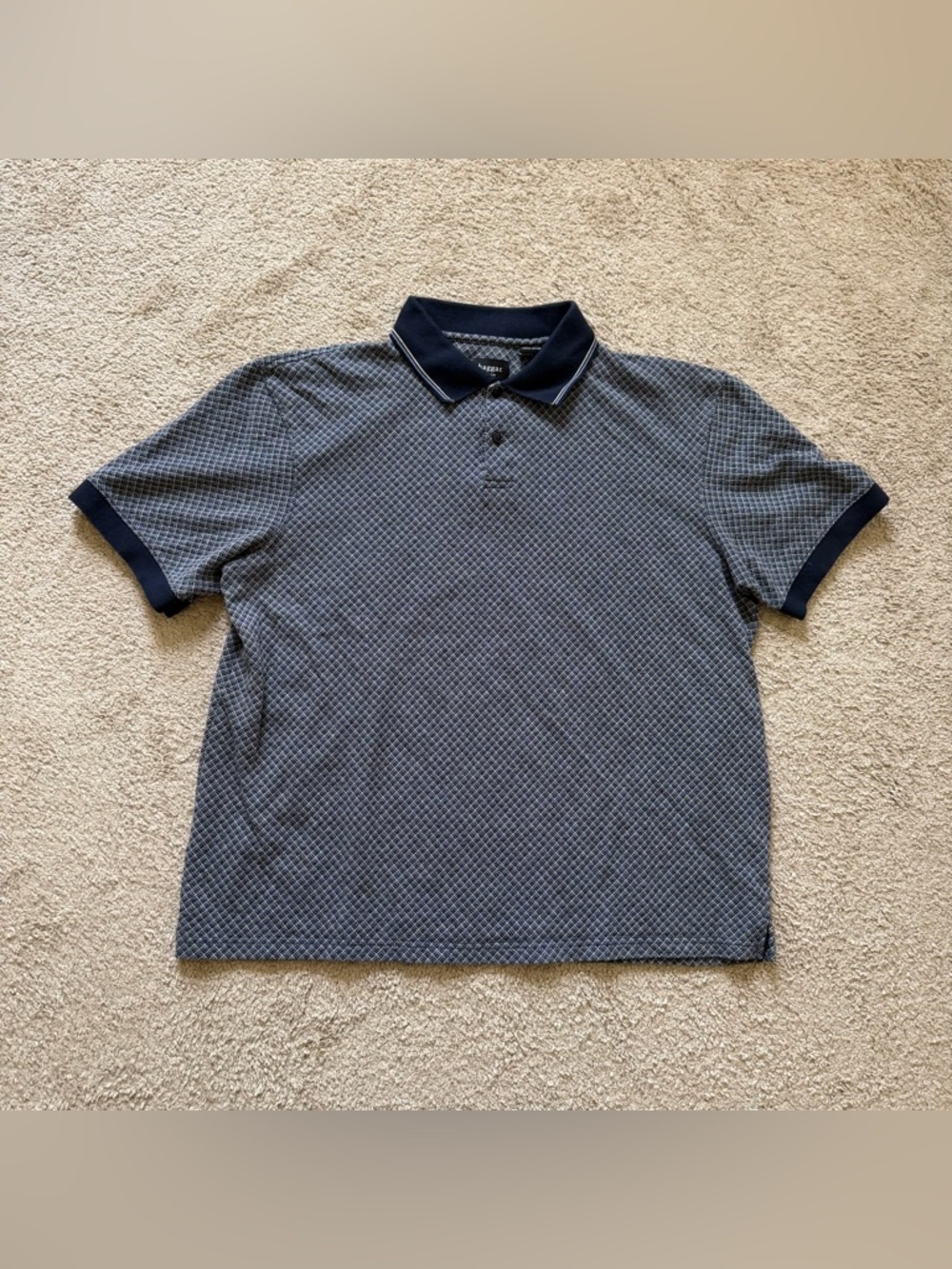 VTG ~ 1990s ~ Haggar ~ Navy Micro-Diamond Polo Shirt ~ Golf Polo ~ Size XL